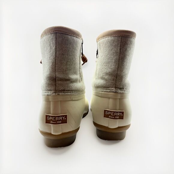 Sperry Women's Saltwater Emboss Wool Boots Waterproof White STS82473 sz 6.5 - Picture 10 of 15